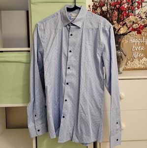 ZARA Mens Dress Shirts Blue&White